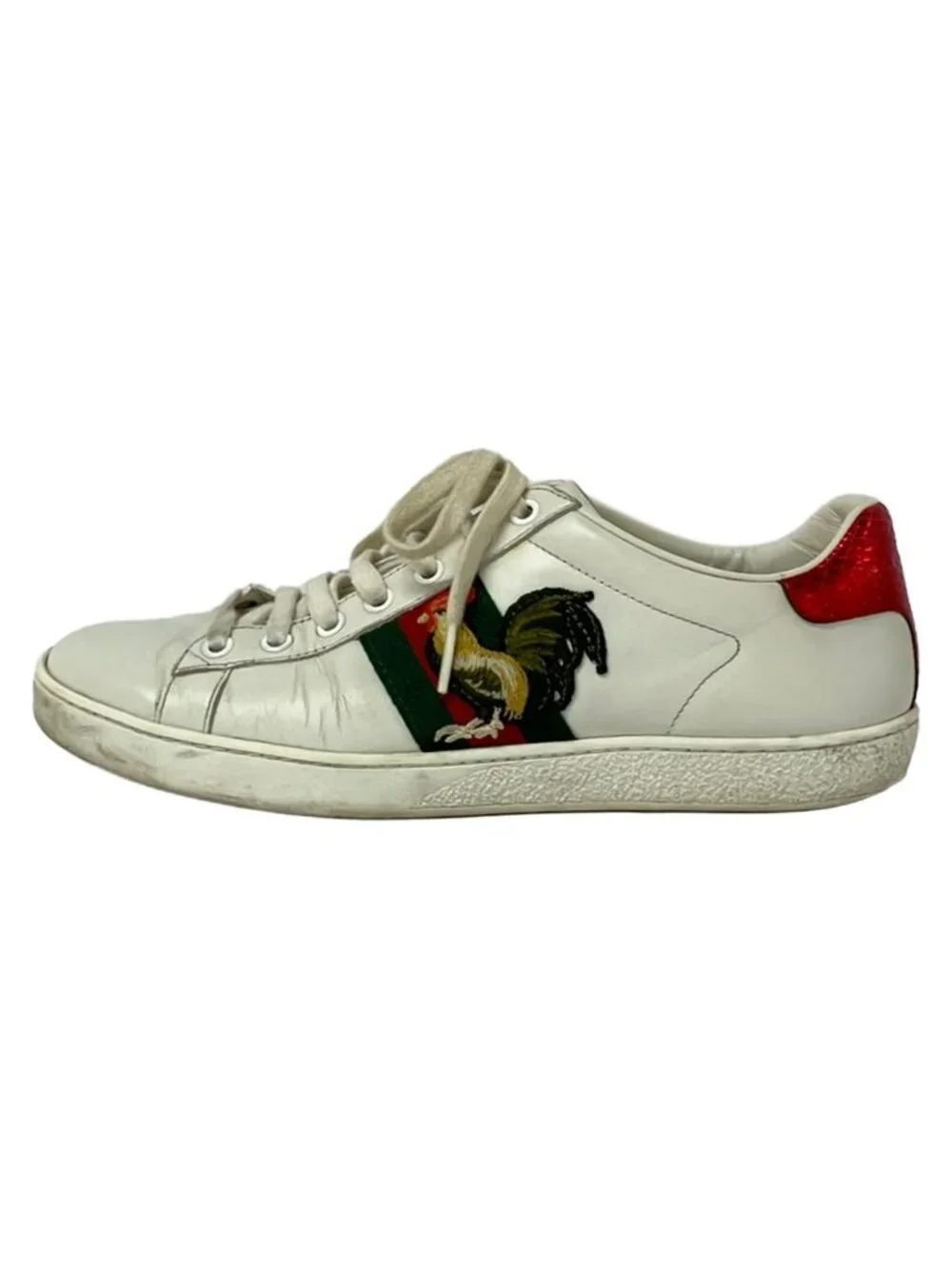 Gucci Sneakers 38 White Dark Green Red Leather